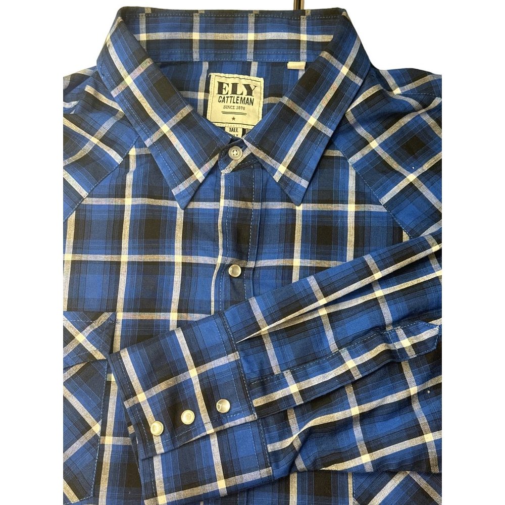 Ely Cattleman Men's‎ Shirt 3XLT Blue Plaid
